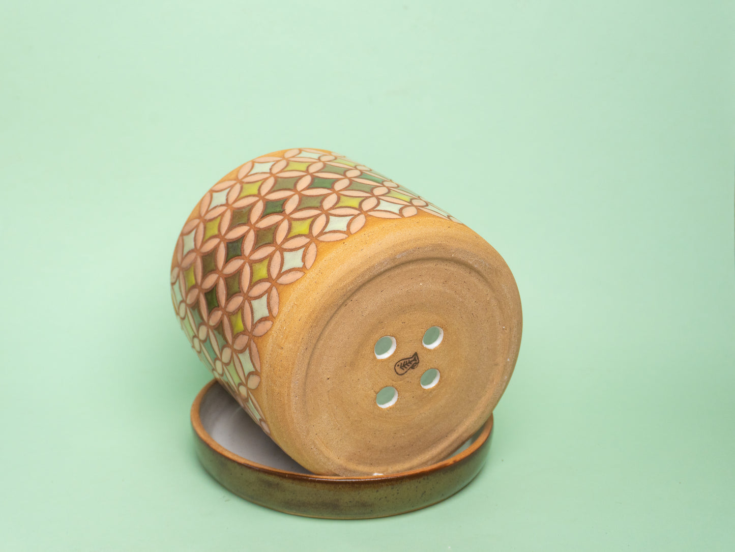 lily vase in green and peach