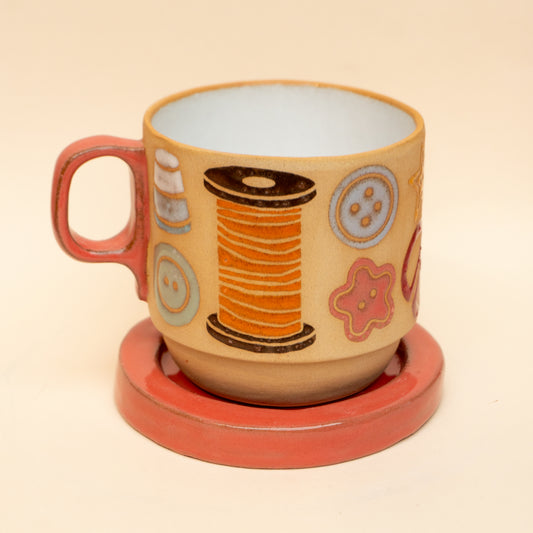 Pink Button Coaster