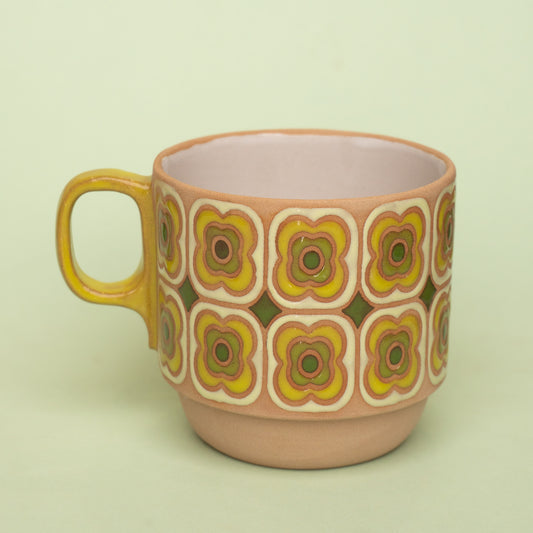 peony mug in green