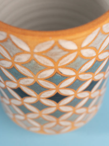 lily utensil holder/vase in blue