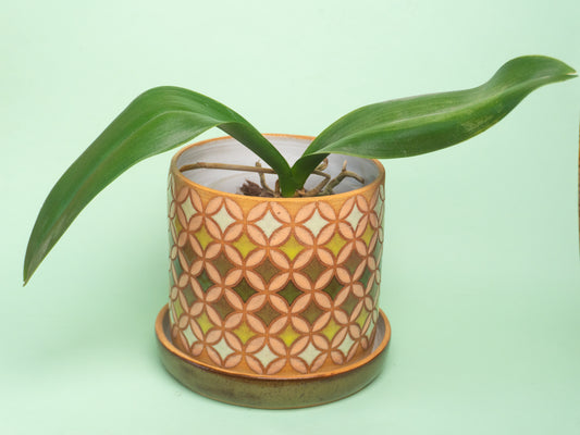 lily vase in green and peach