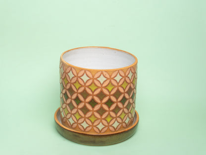 lily vase in green and peach