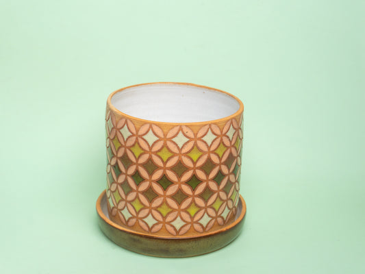 lily vase in green and peach