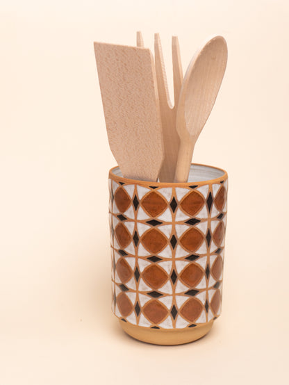 tulip utensil holder/vase in brown
