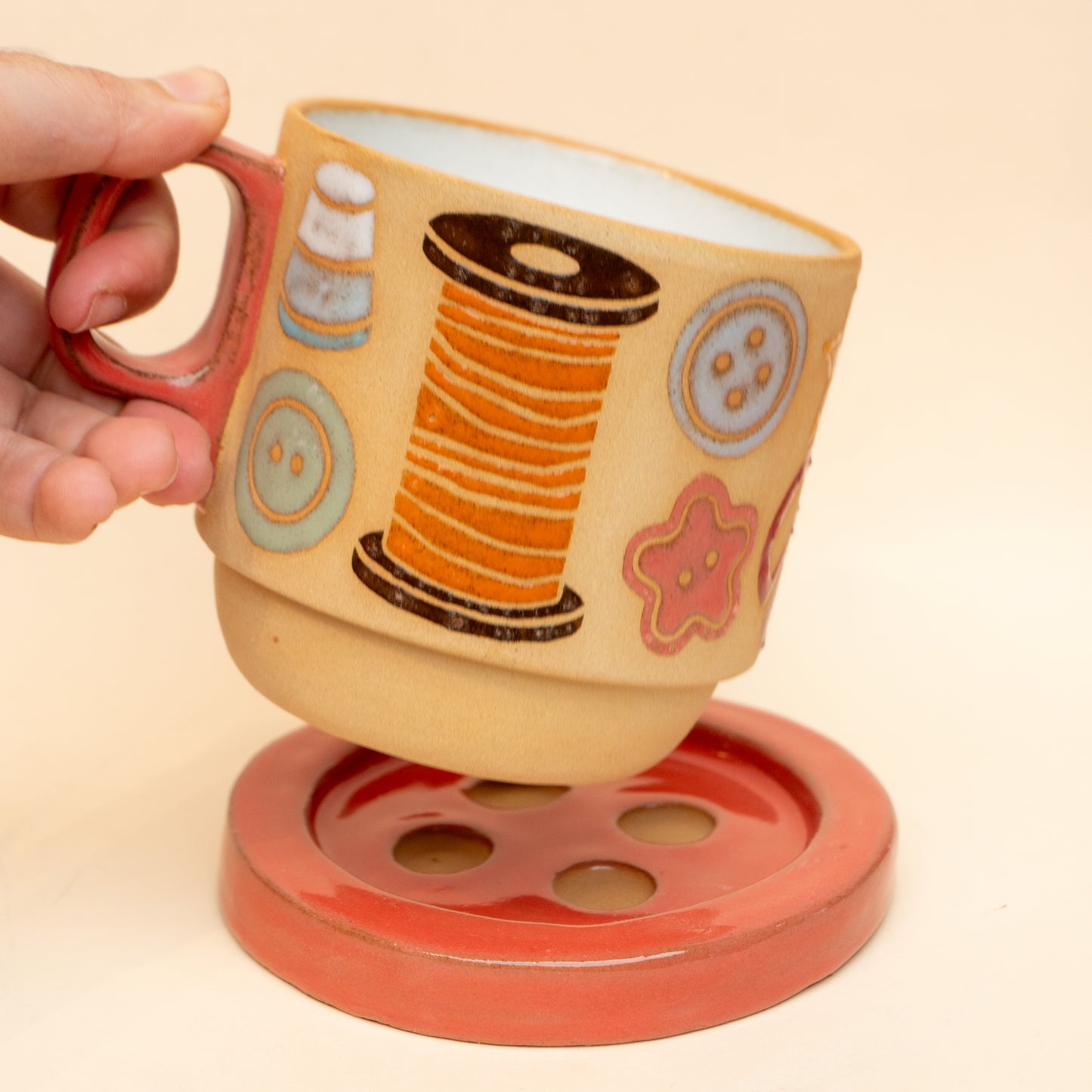 Pink Button Coaster