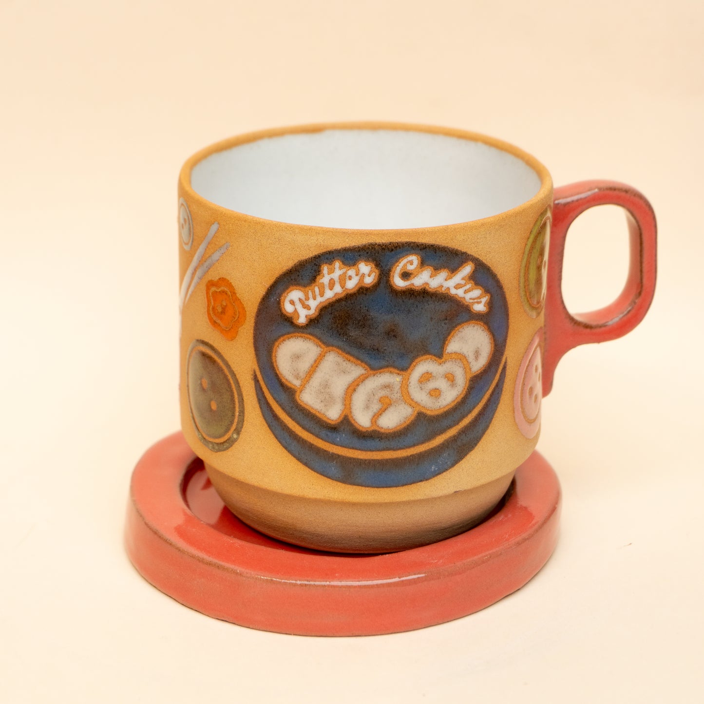 Pink Button Coaster