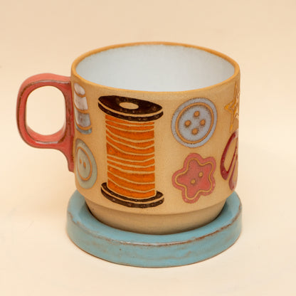 Blue Button Coaster