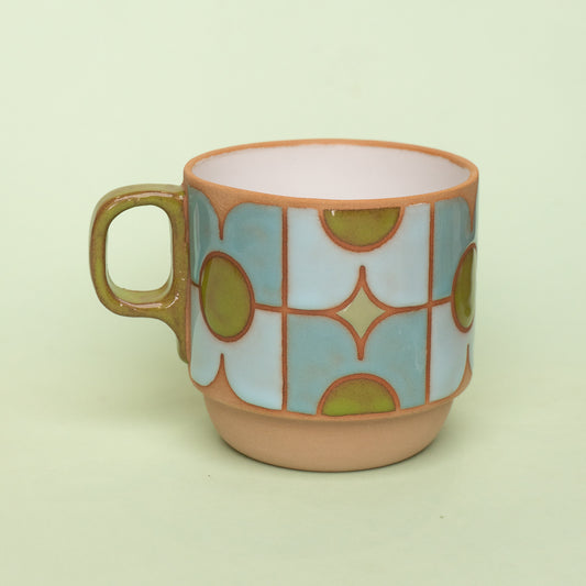 pansy mug in blue