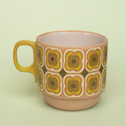 peony mug in green