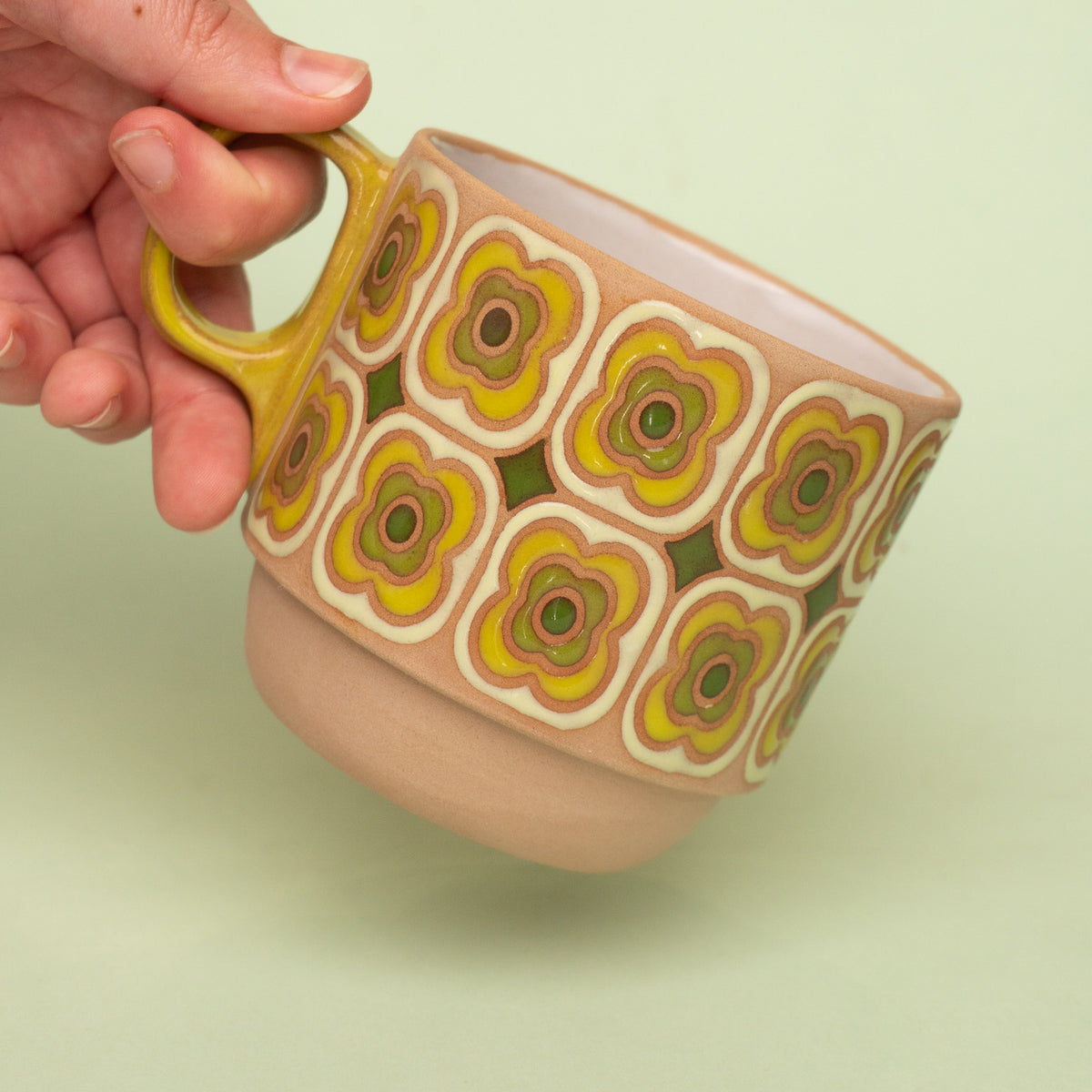 peony mug in green